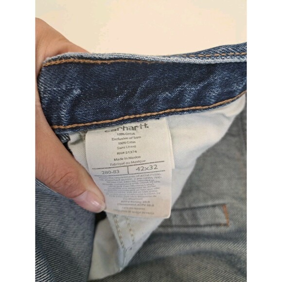 Carhartt FR FLAME RESISTANT Men's Blue denim work jeans 42x32 - Picture 8 of 8